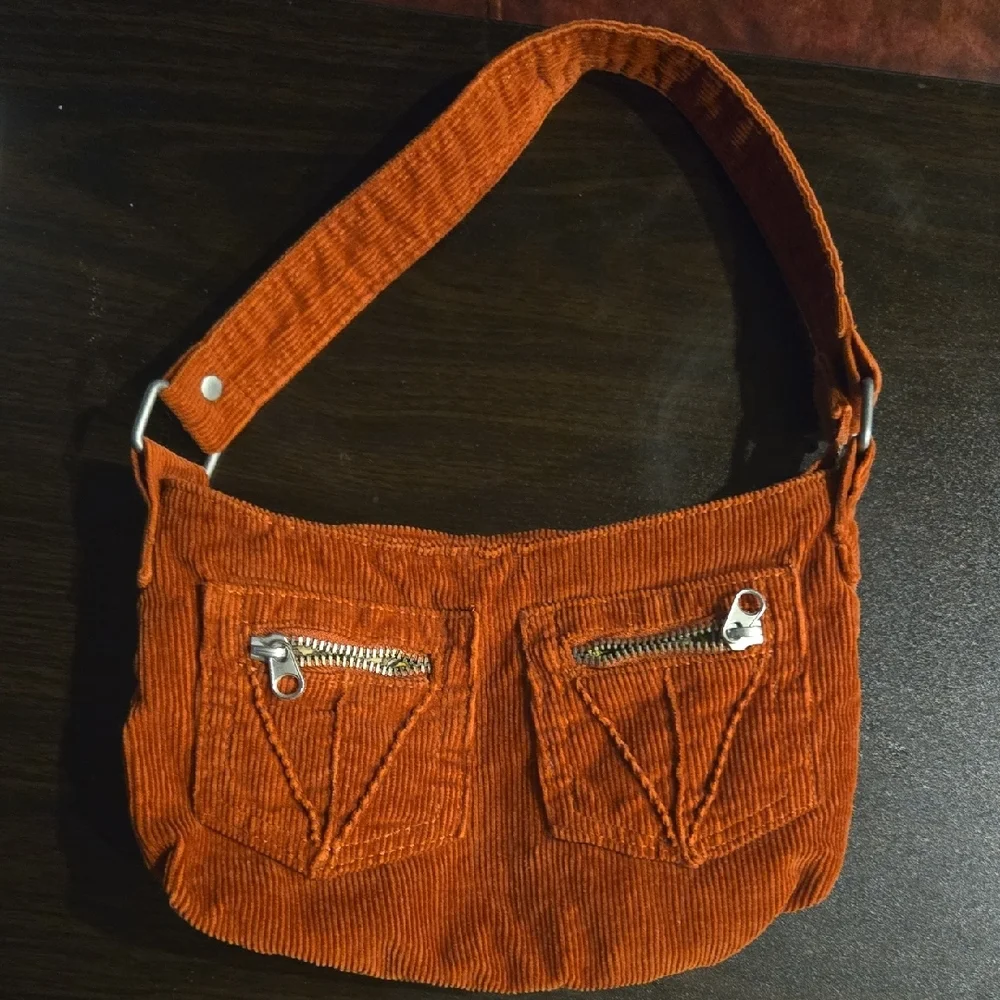 Vintage Orange Corduroy Small Purse Old Navy Great Condition - Picture 1 of 6